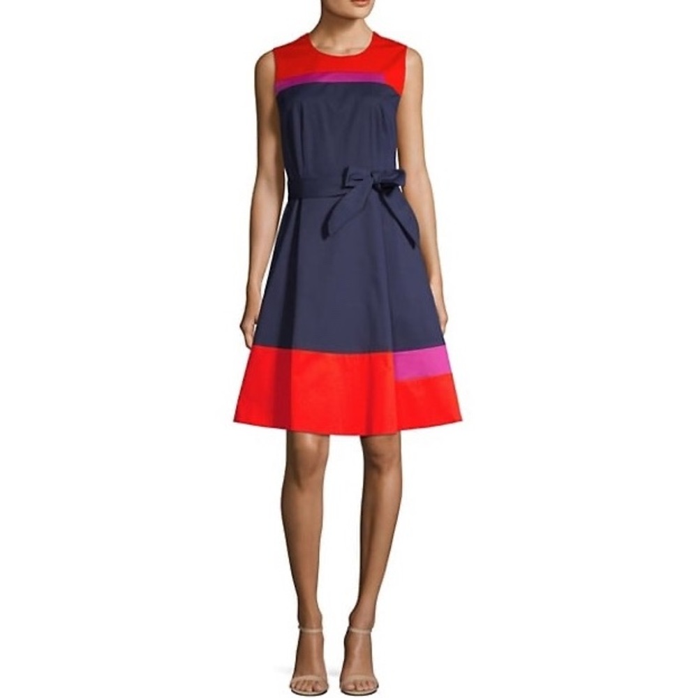 Boss Hugo Boss Hadesa Colorblocked Cotton Dress Size 0